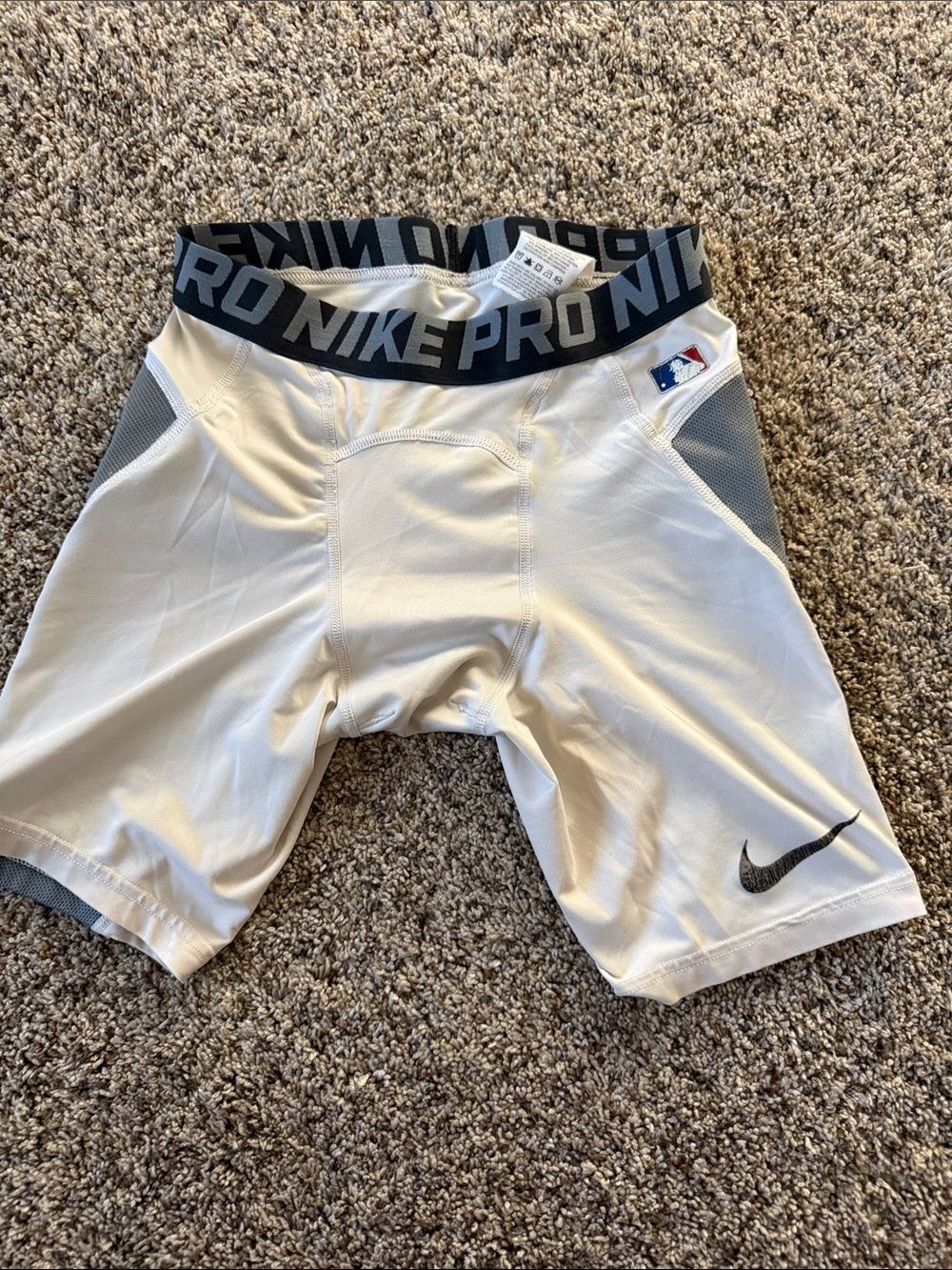 Nike White and Gray Kids Pro Compression Shorts